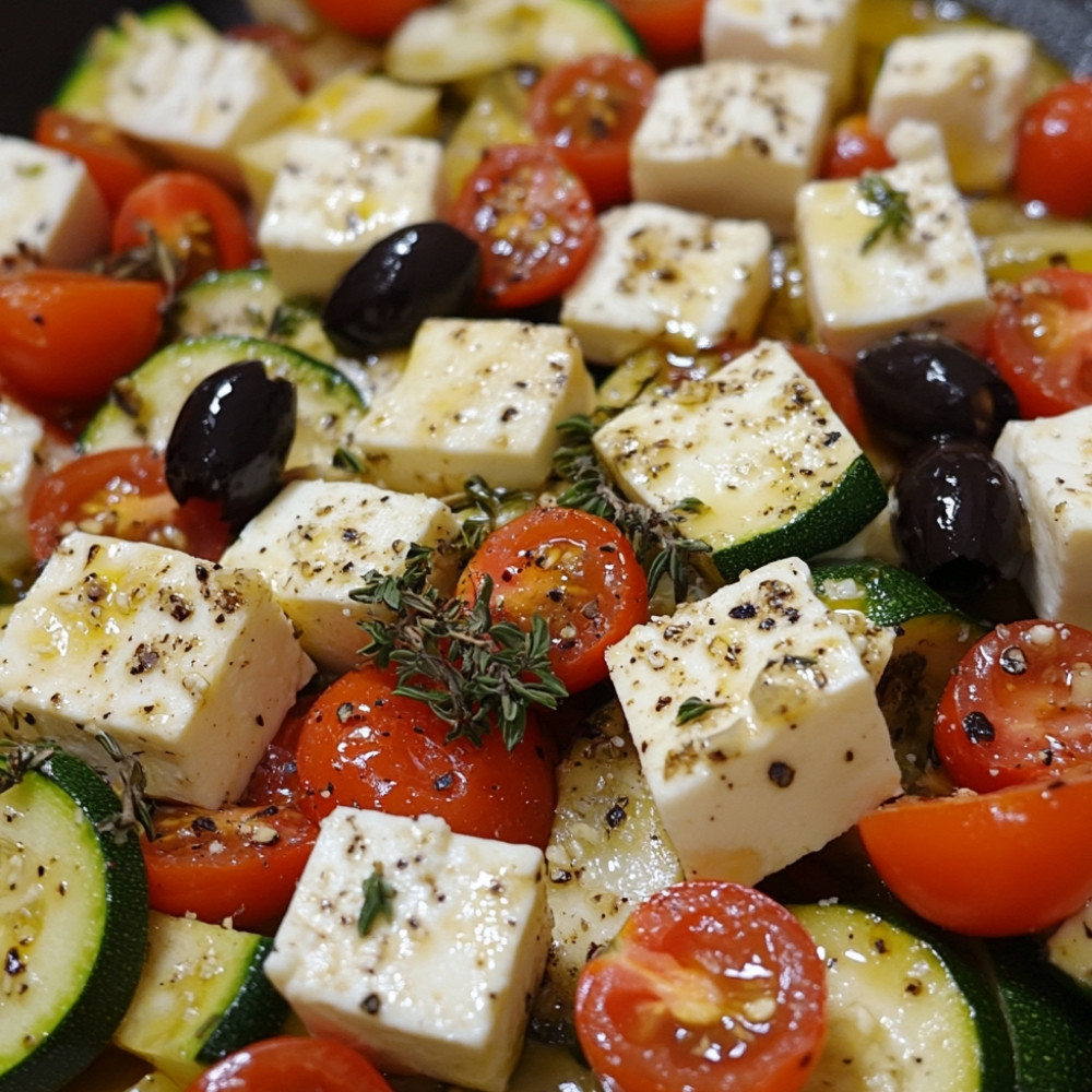 Feta au four et petits légumes