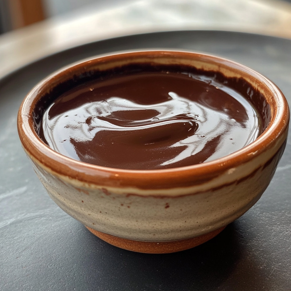 Fondue aux deux chocolats dans un gâteau