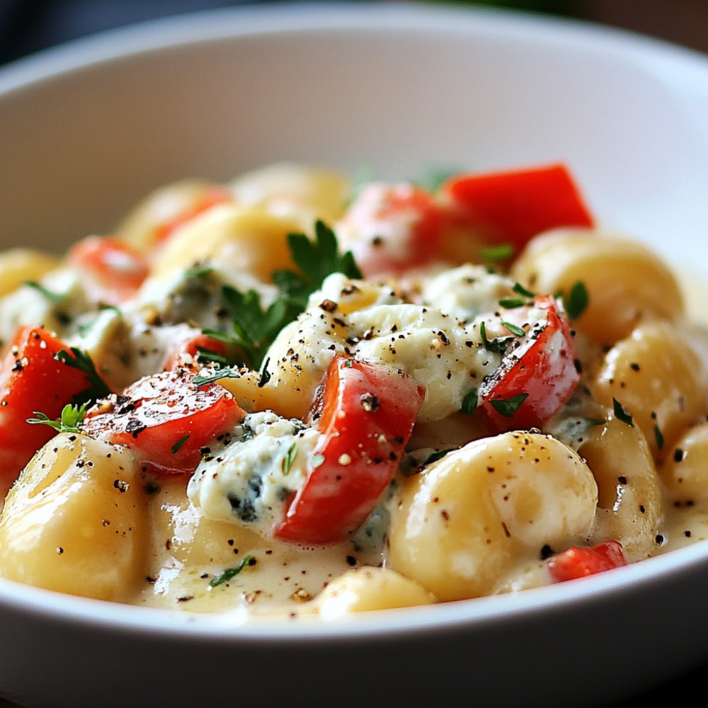 Gnocchis à la crème de poivrons et gorgonzola