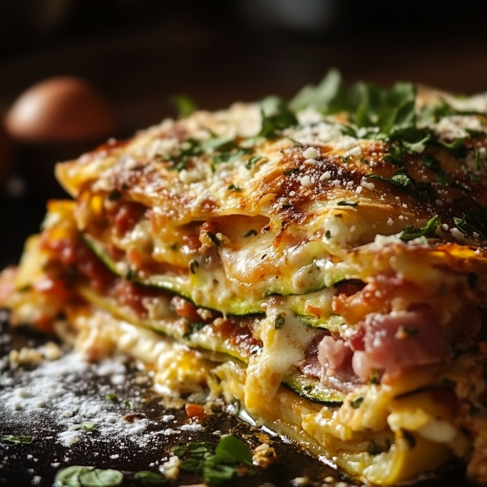 Lasagnes de courgettes au jambon