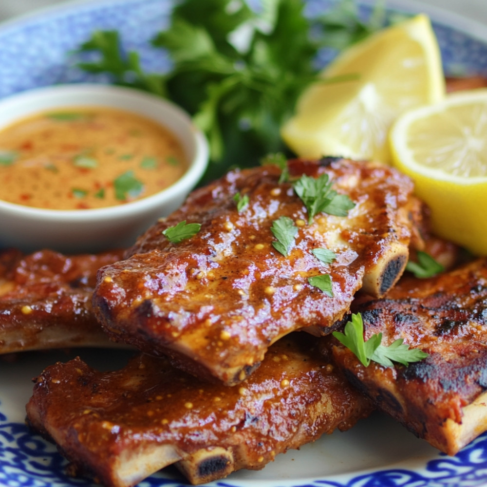 Marinade de ribs travers de porc au soja, miel et paprika au barbecue
