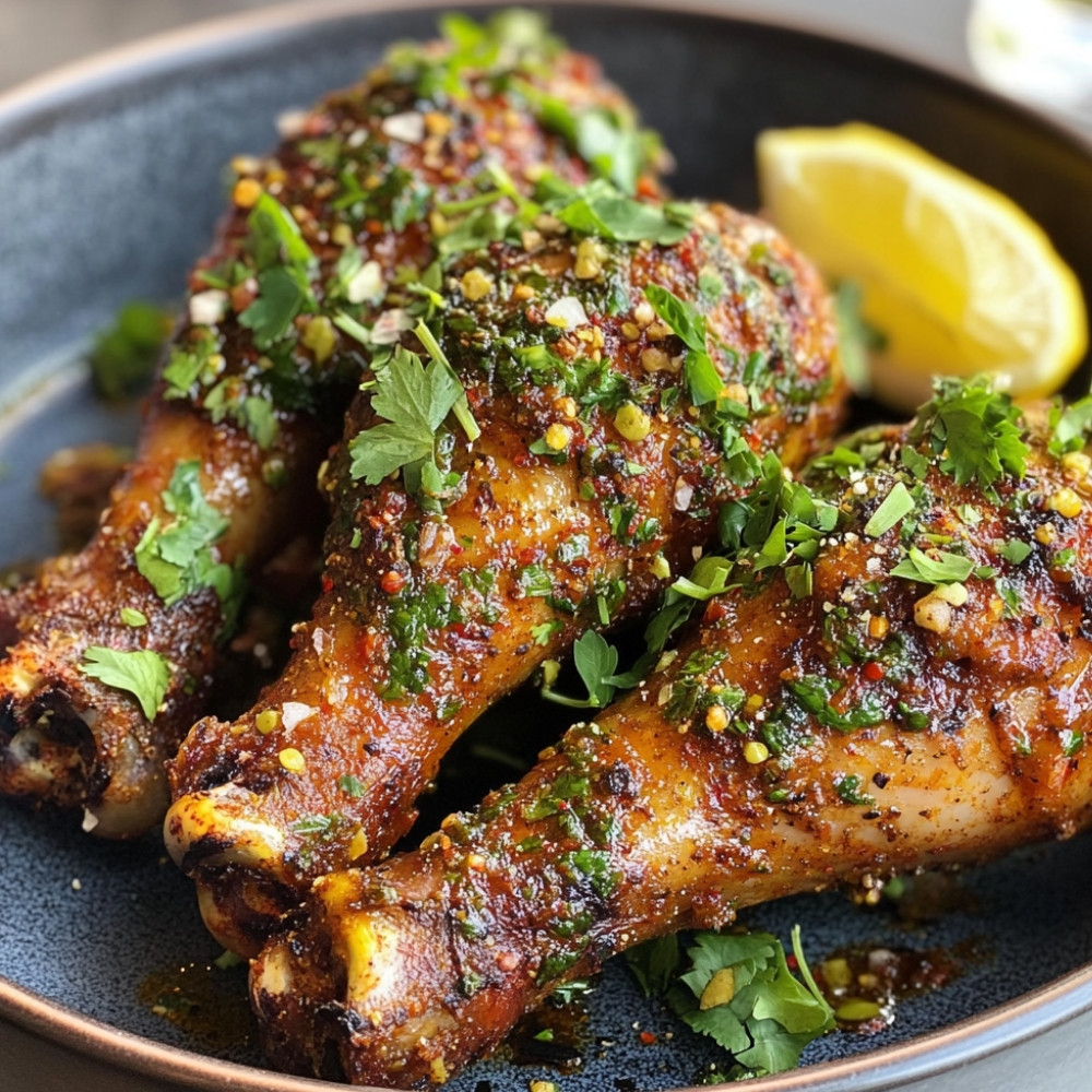 Pilons de poulet marinés à la coriandre, cumin, paprika et grillés au barbecue