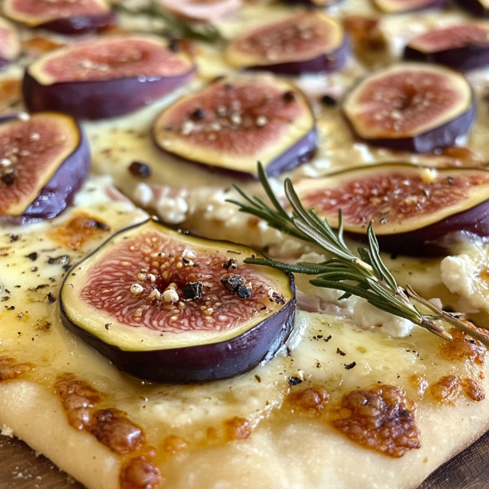 Pizza aux figues, fromage de chèvre et jambon italien