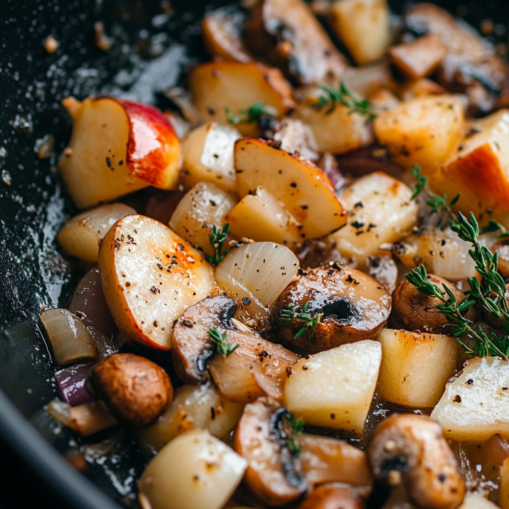 Poêlée aux champignons et aux pommes