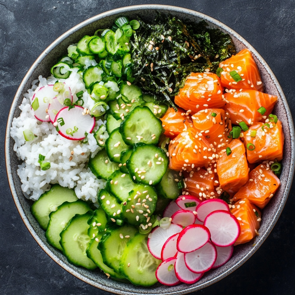 Poke bowl saumon avocat