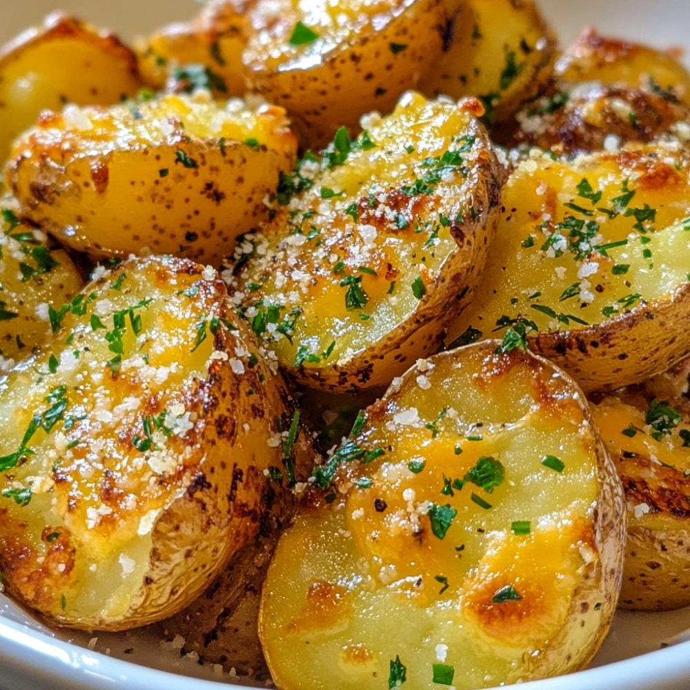 Pommes de terre écrasées croustillantes au cheddar