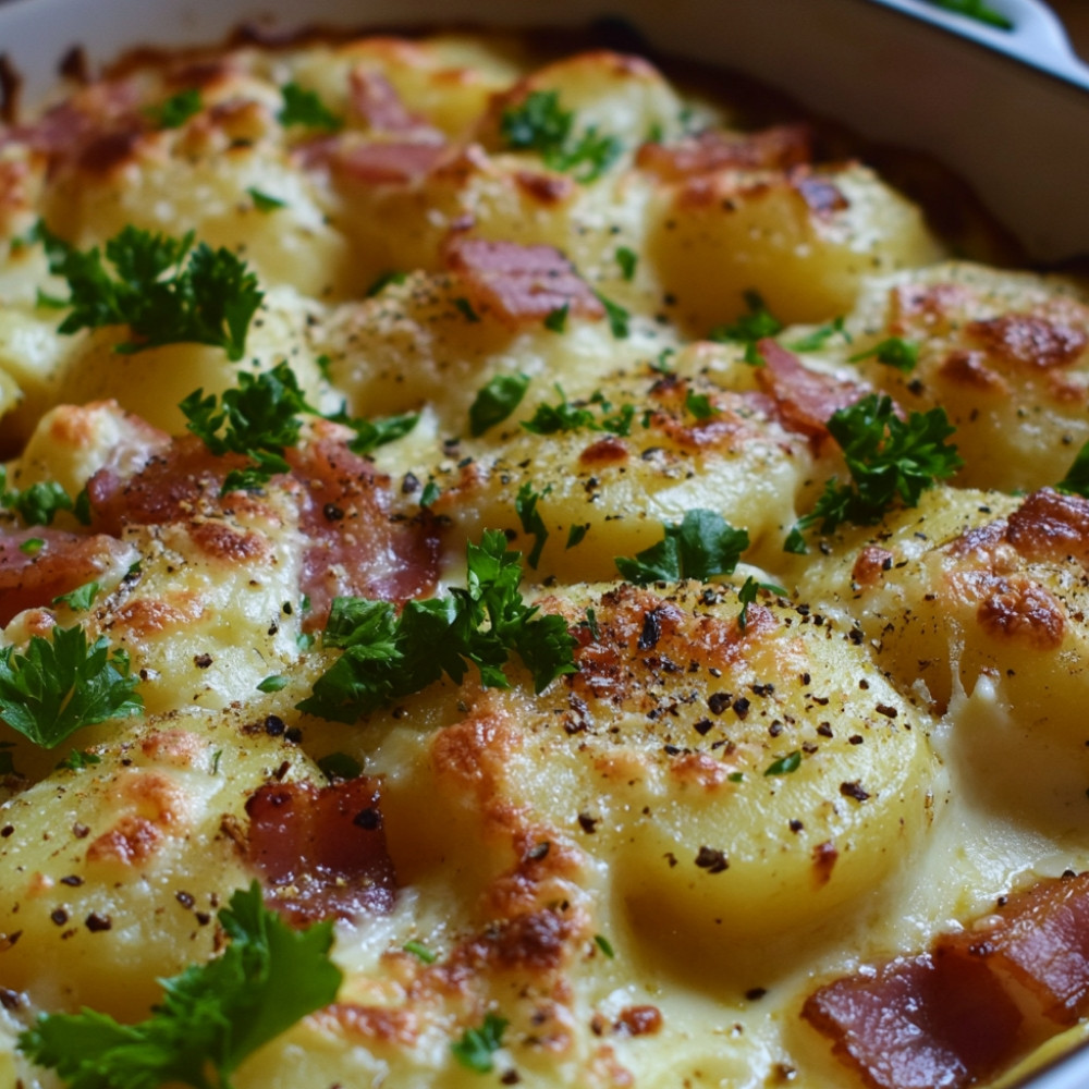 Pommes de terre farcies au fromage et lardons