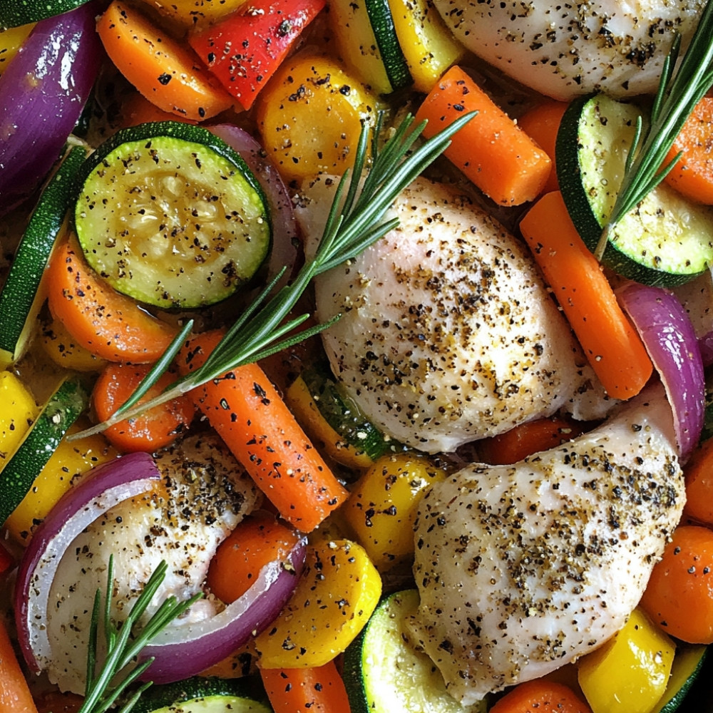 Poulet et légumes d'été au four