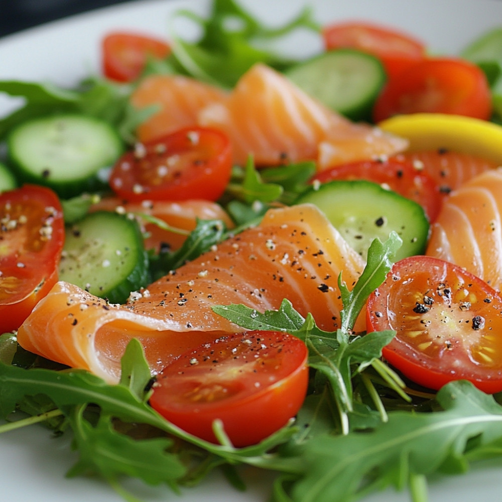 Salade au saumon fumé à partager