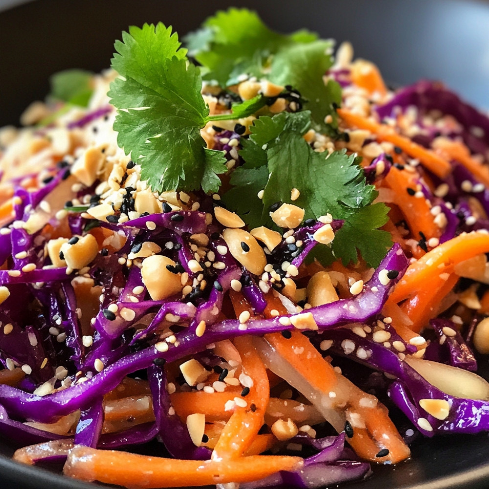 Salade de chou rouge, carottes et radis noir à la thaïlandaise