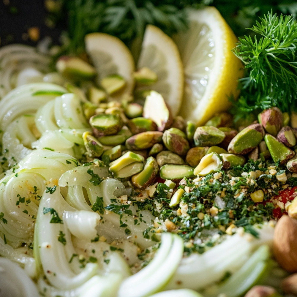 Salade de fenouil, pistaches et sumac