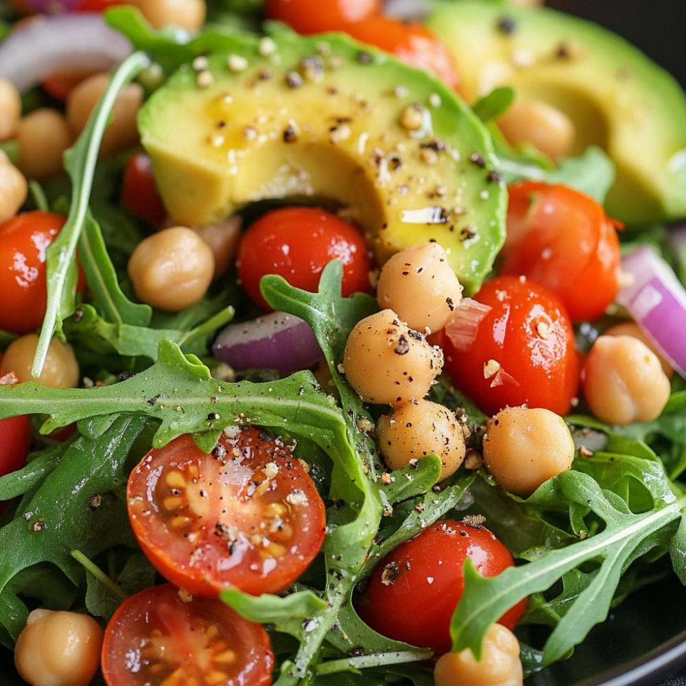 Salade roquette avocat pois chiches