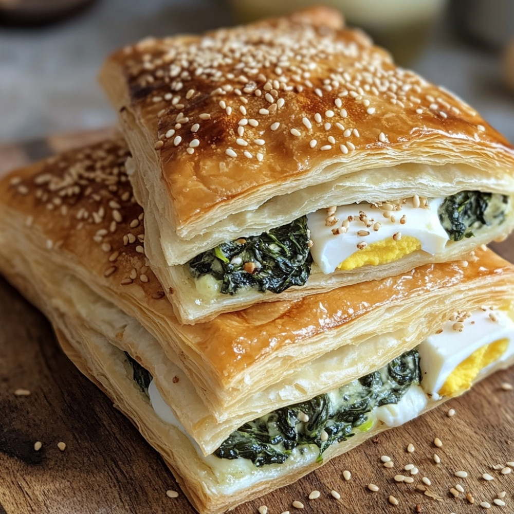 Sapins en pâte feuilletée, épinards et fromage