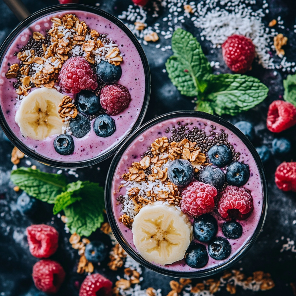 Smoothie bowl aux baies triple.