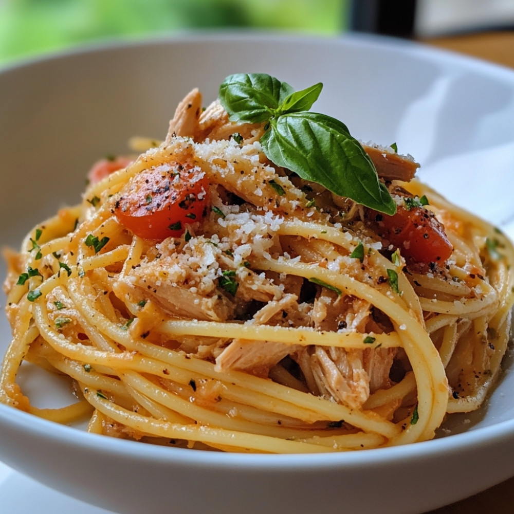 Spaghettis au thon et tomates