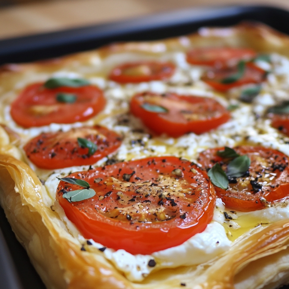 Tarte feuilletée chèvre-tomates