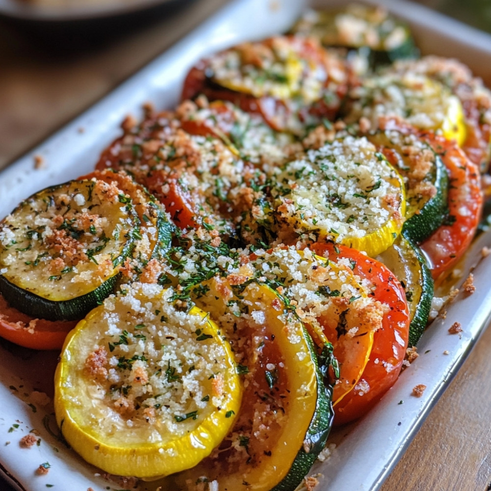 Tian de courgettes jaunes, vertes et tomates