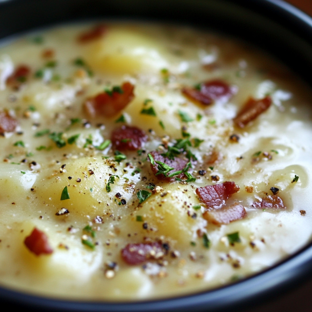 Velouté de poireaux aux lardons