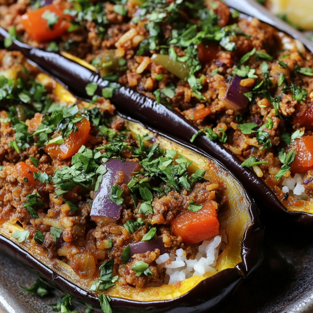 Aubergines farcies à la turque