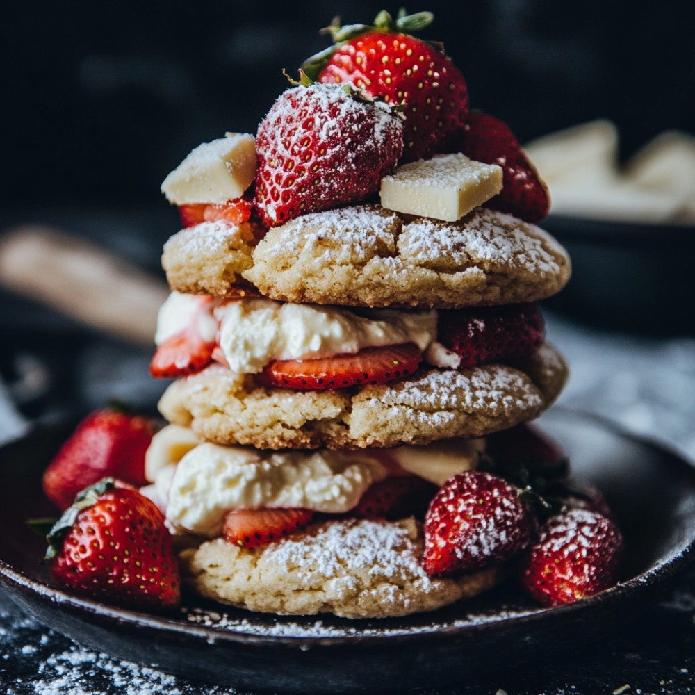 Biscuit aux fraises avec mascarpone et chocolat blanc