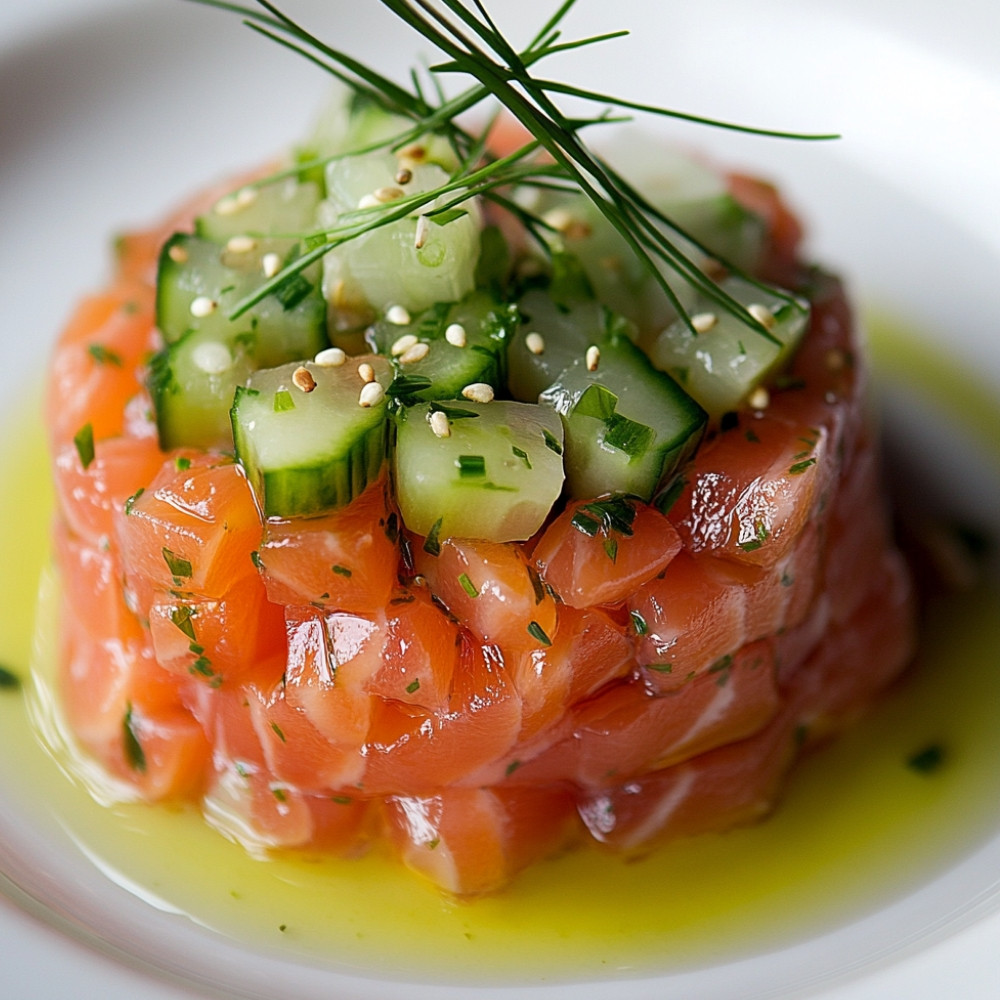 Bouchées de tartare de saumon et relish