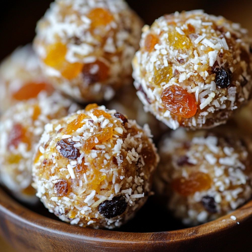 Boulettes de noix de coco et fruits secs