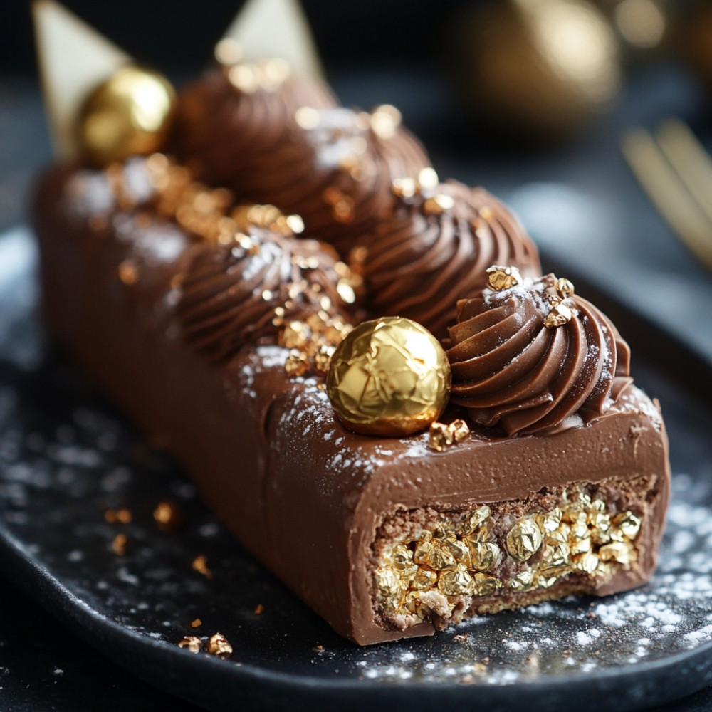 Bûche au chocolat Ferrero et Pirouline