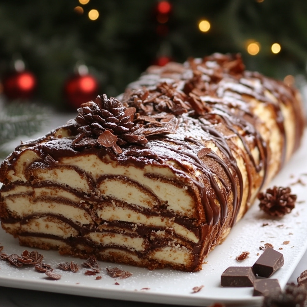 Bûche de Noël au mascarpone et pâte à tartiner