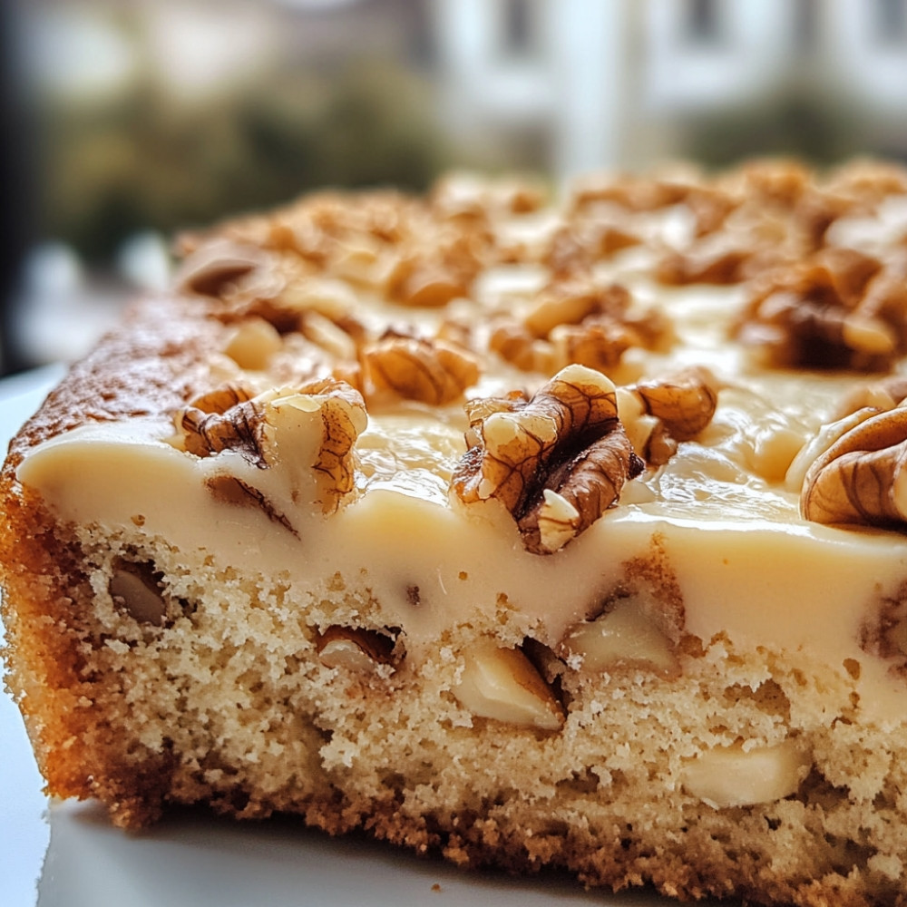 Cake aux noix recouvert de chocolat blanc