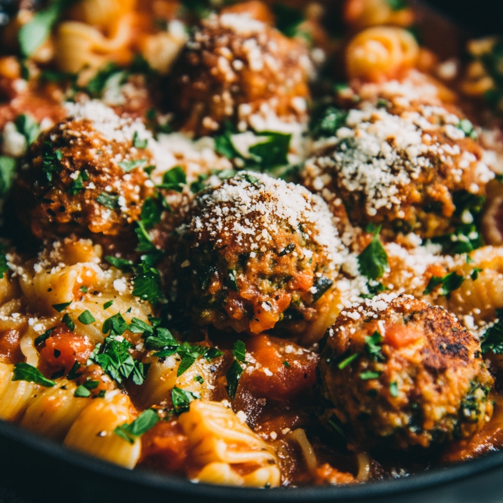 Casserole de boulettes et sauce bolognaise végan