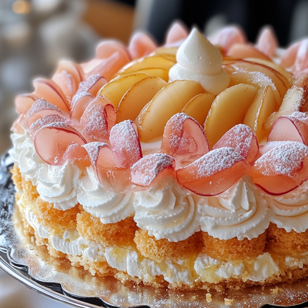 Charlotte aux biscuits roses de Reims et poires caramélisées