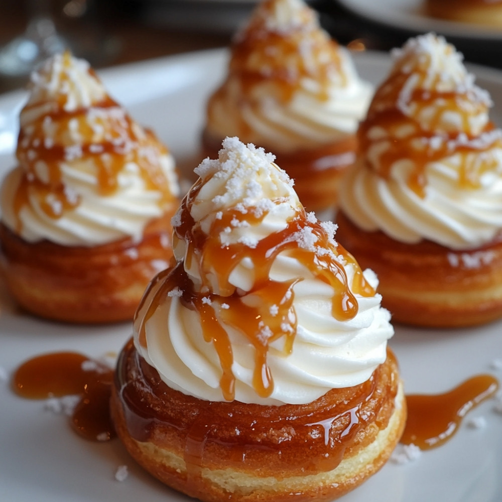 Choux crème diplomate et sauce caramel