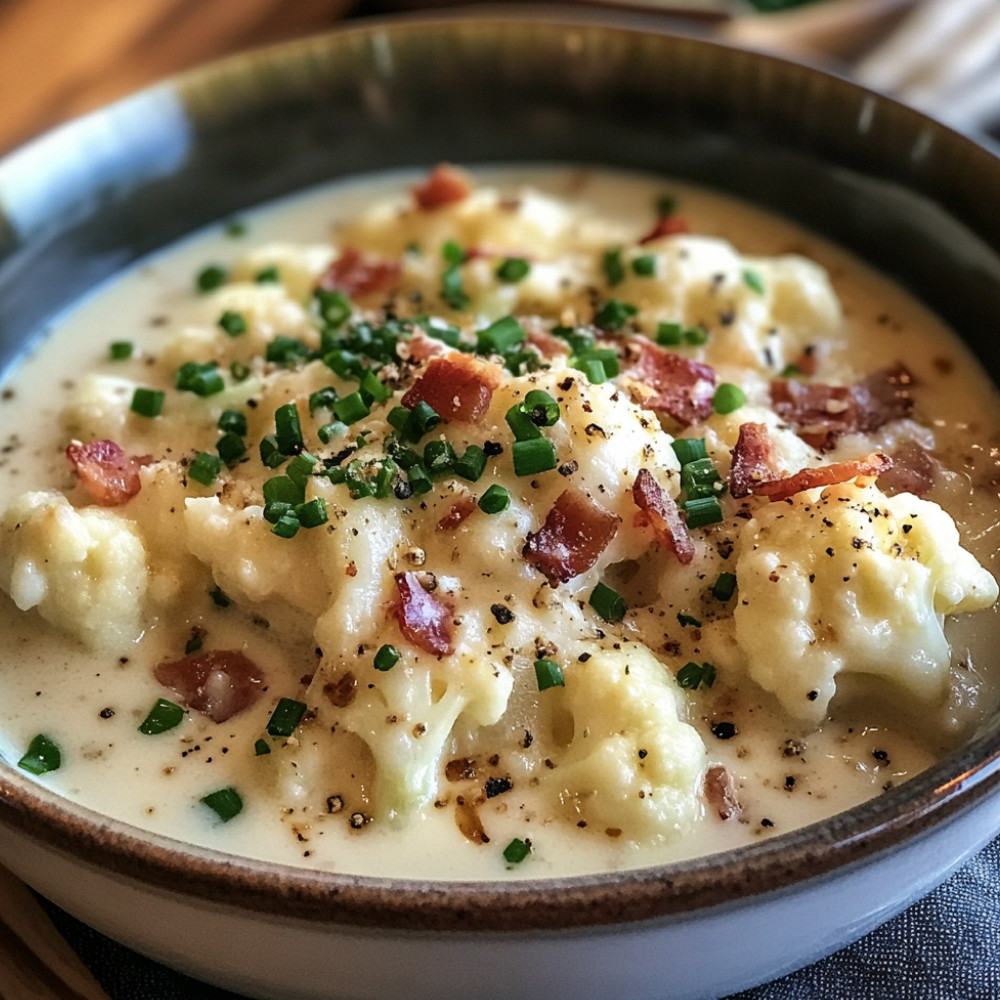 Crème de chou-fleur aux lardons