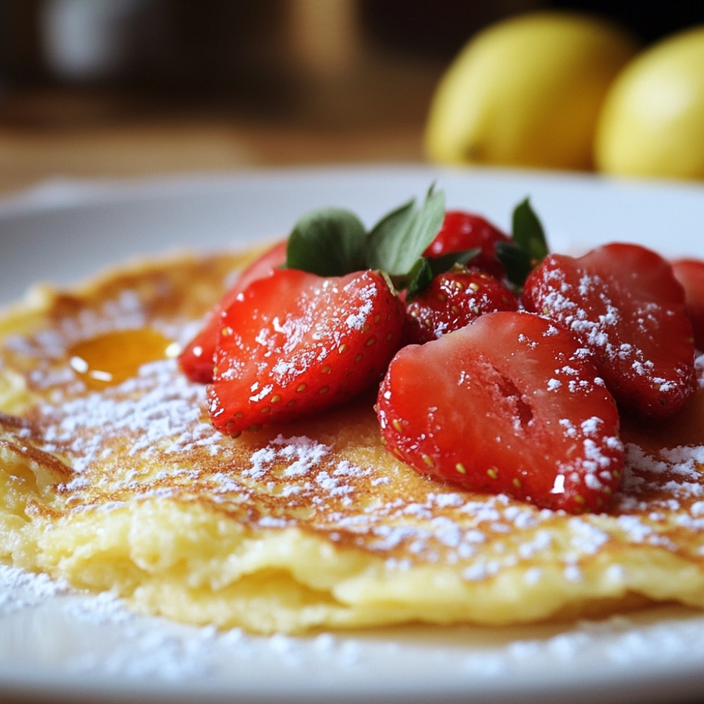 Crêpes légères au yaourt et sauce aux fraises fraîches