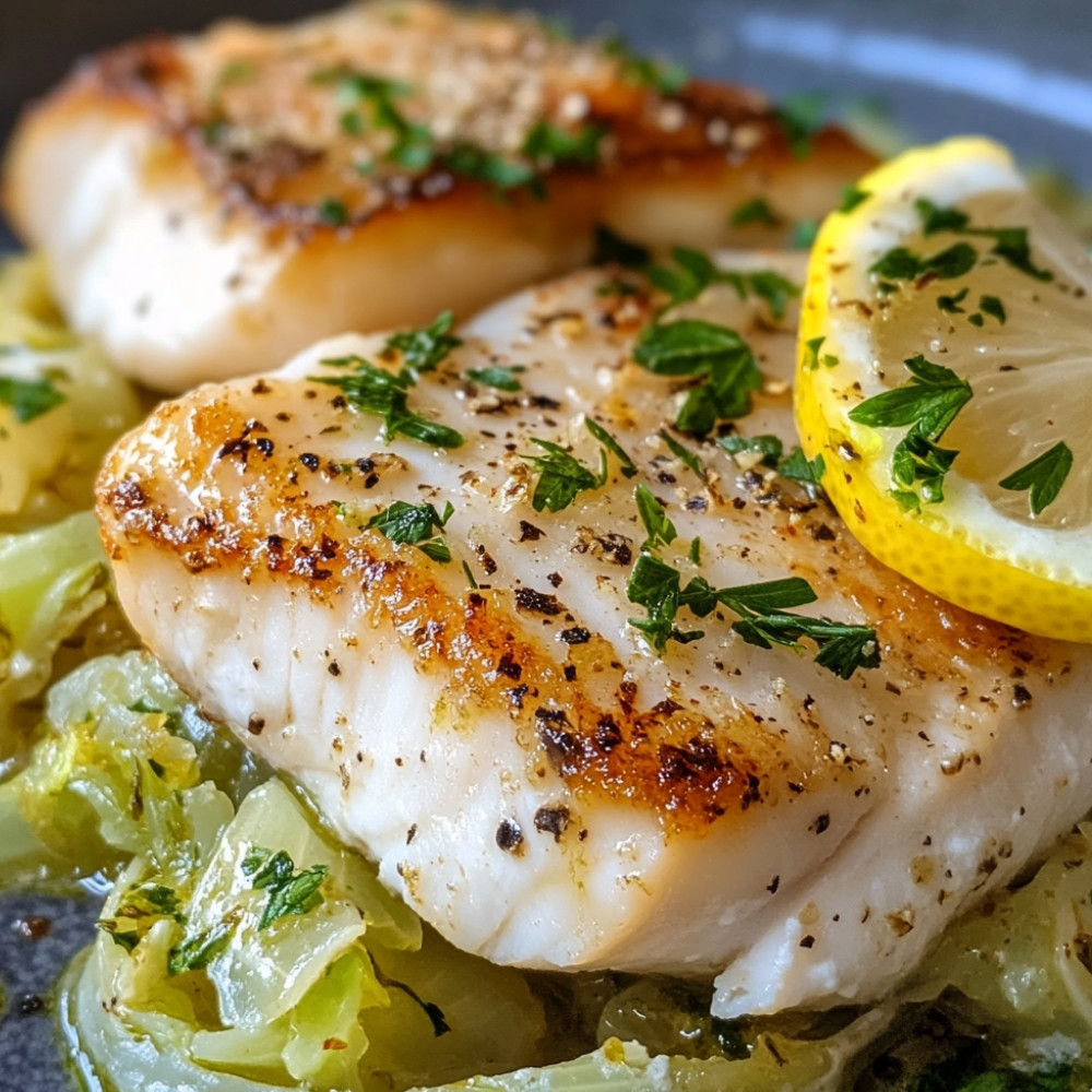 Dos de lieu croustillant, purée de chou vert, ricotta et sauce au citron