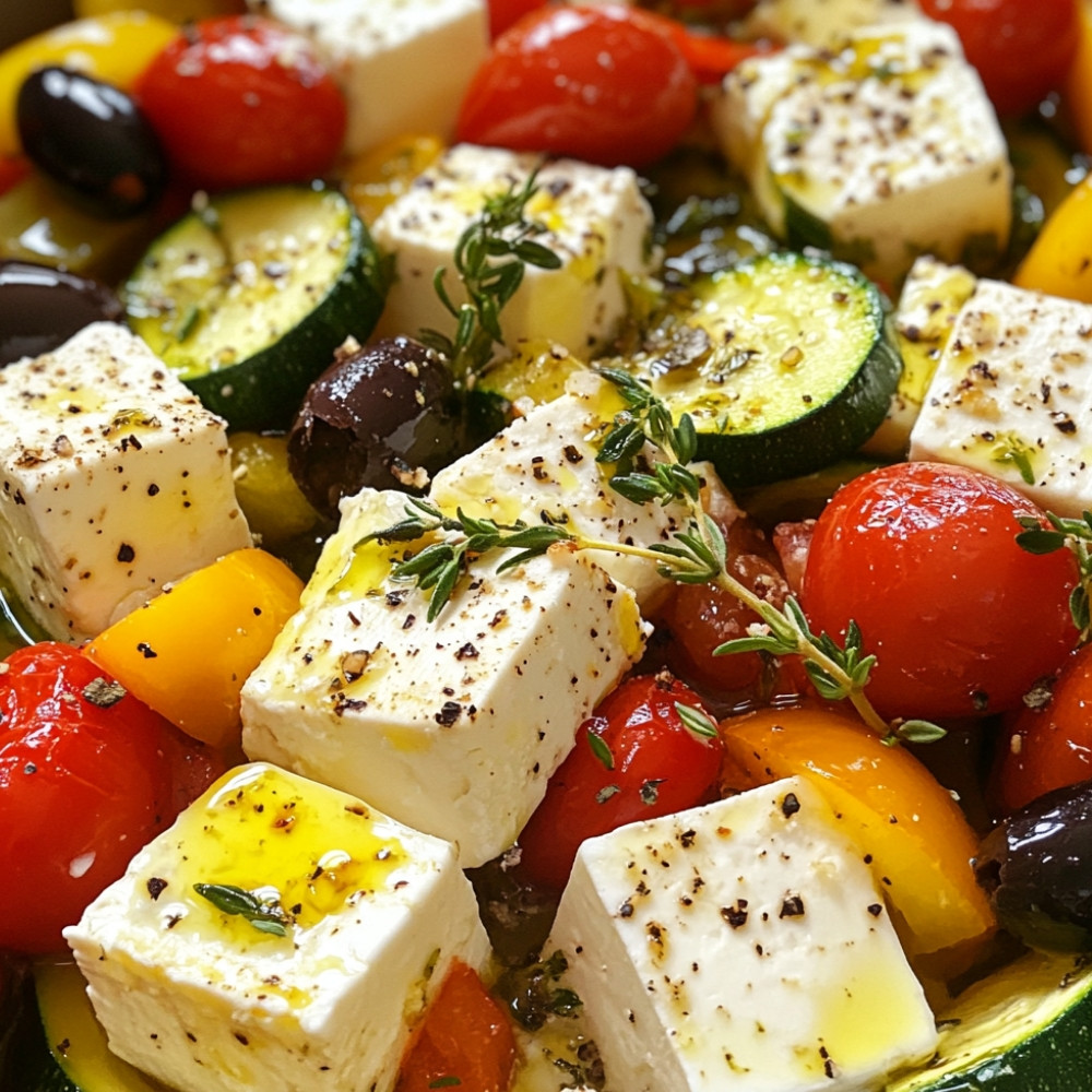 Feta au four et petits légumes