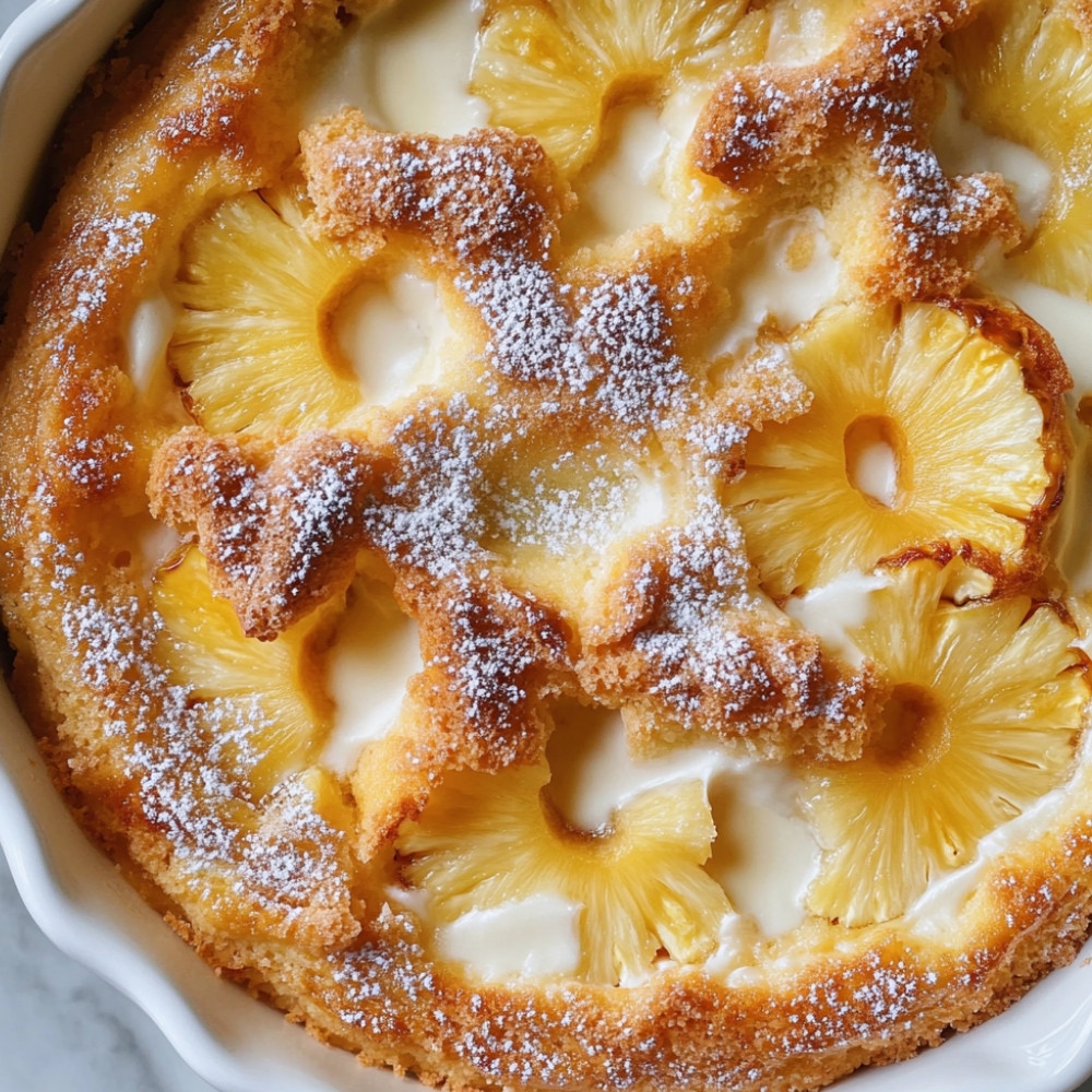 Gâteau au rhum et sauce à l'ananas