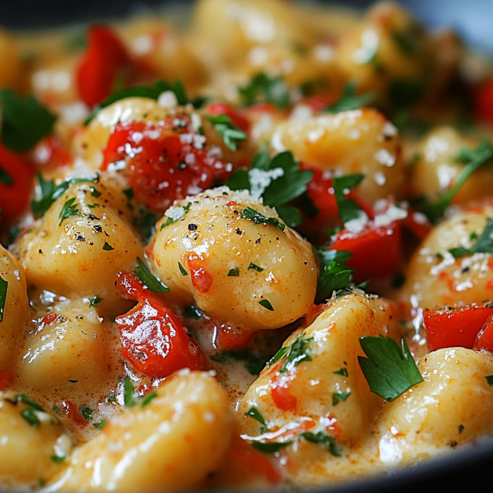 Gnocchis à la crème de poivrons et gorgonzola