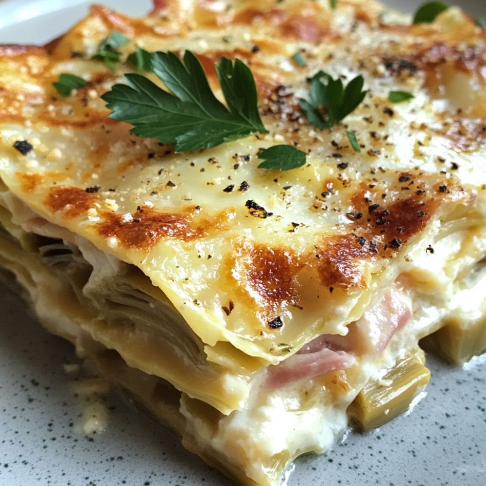 Lasagnes aux artichauts et jambon de Parme