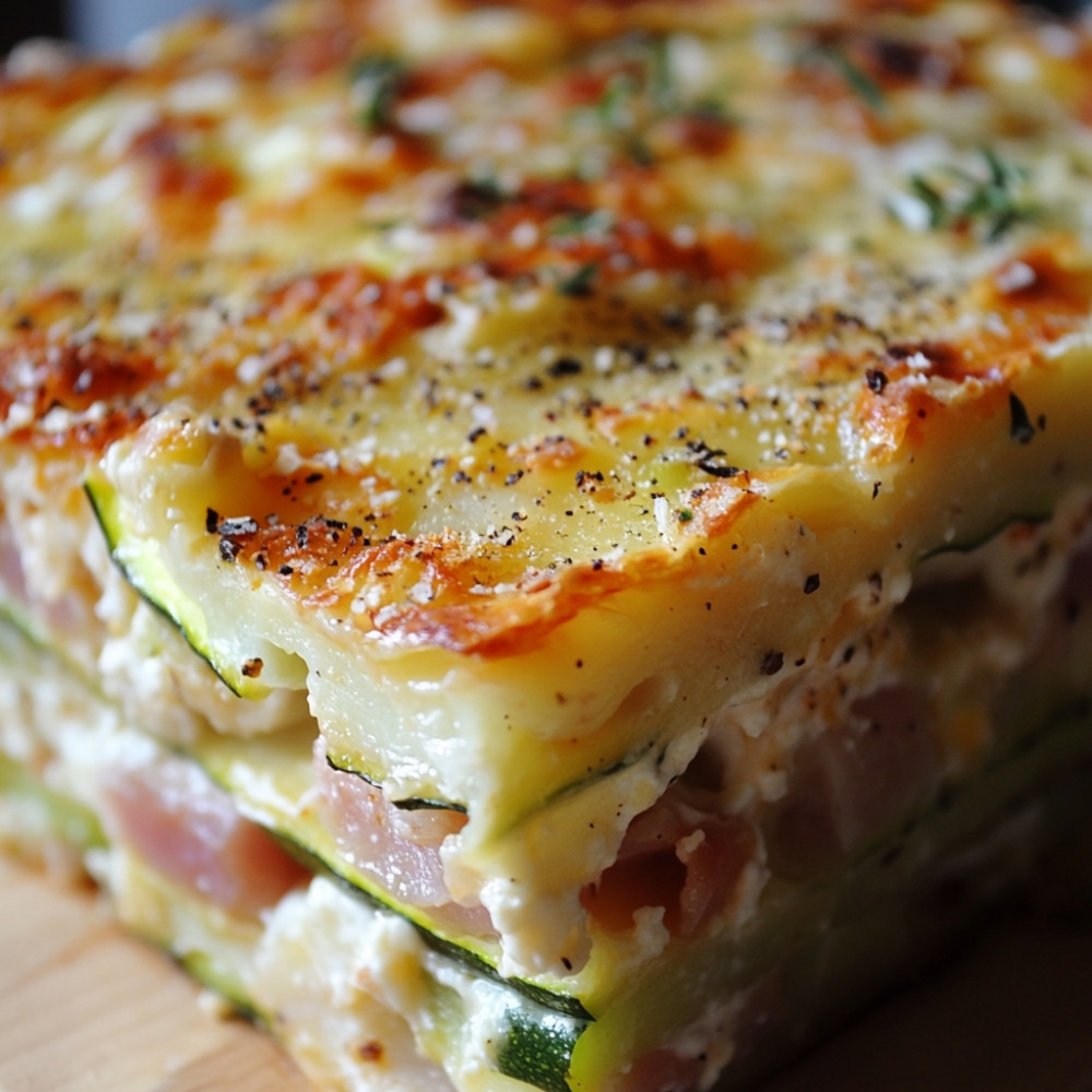 Lasagnes de courgettes au jambon