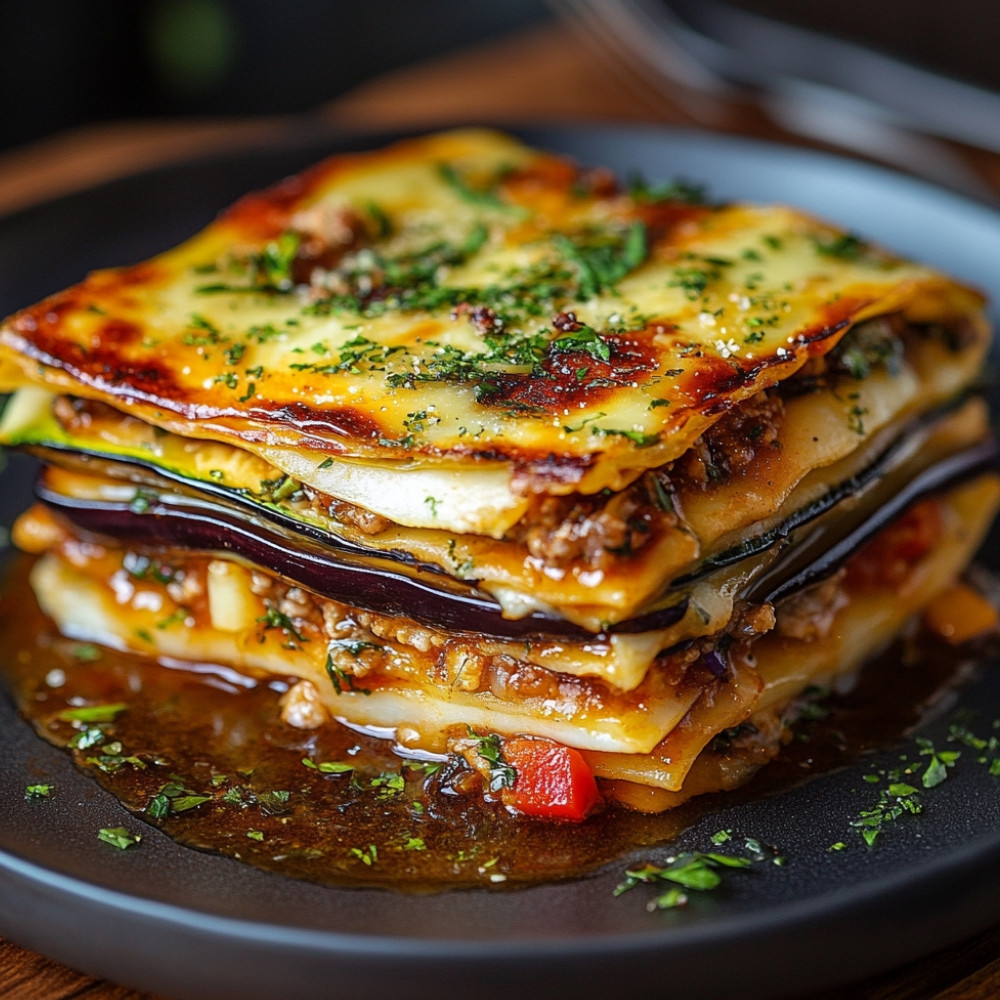 Lasagnes de légumes grillés à l'agneau