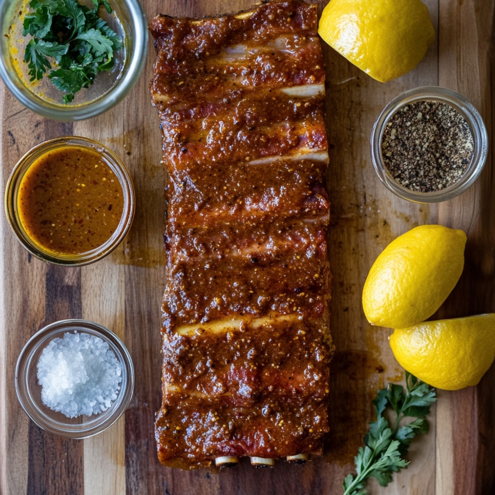Marinade de ribs travers de porc au soja, miel et paprika au barbecue