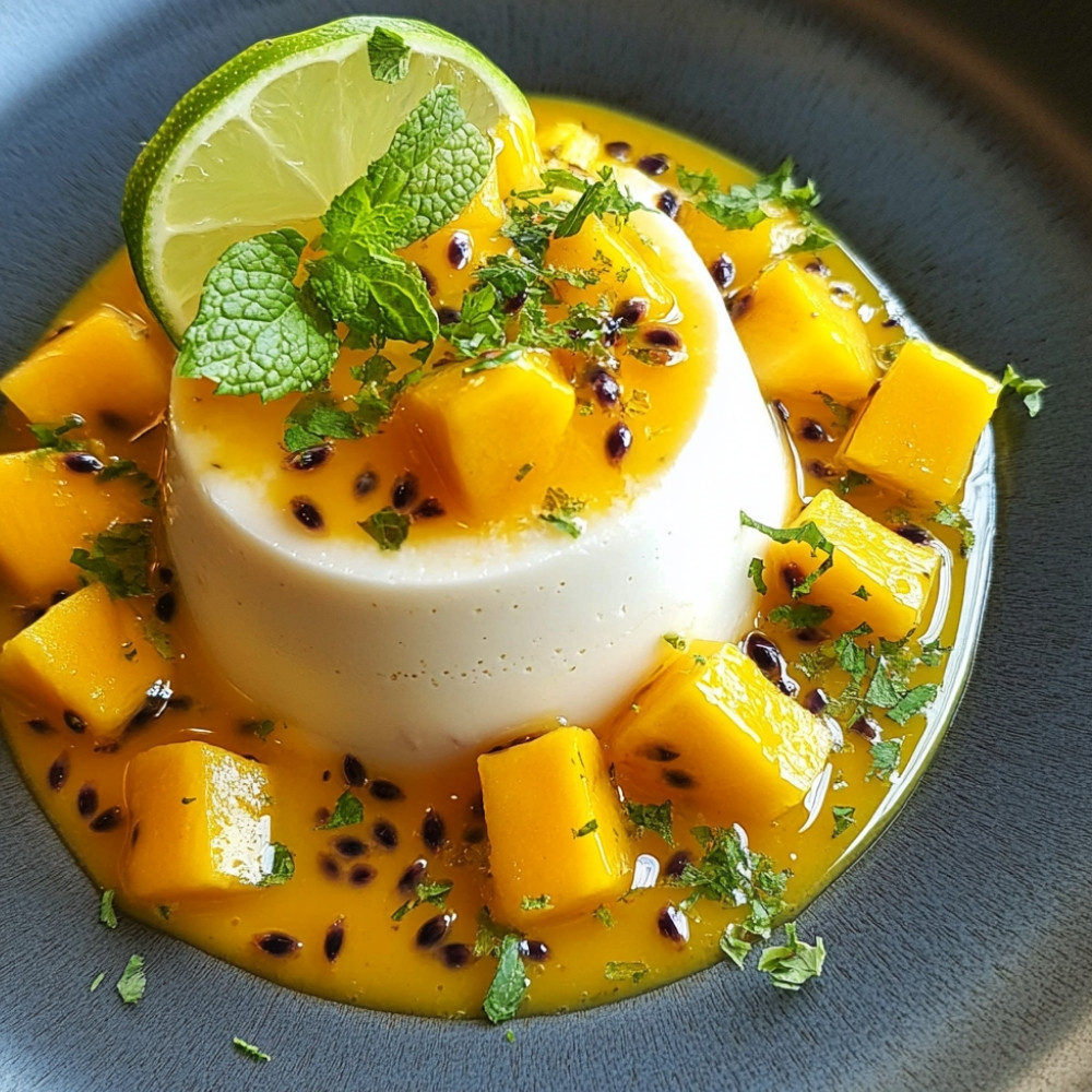 Panna cotta mangue fruits de la passion