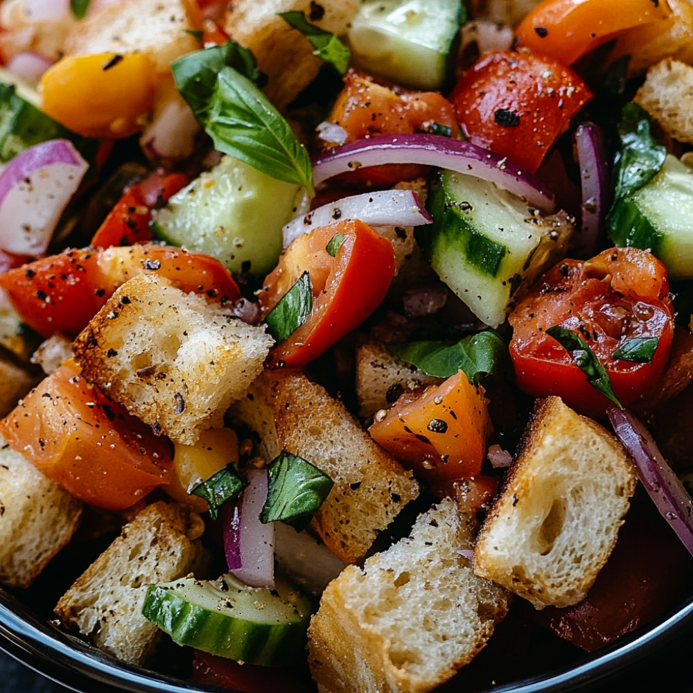 Panzanella, salade aux légumes d'été et au pain