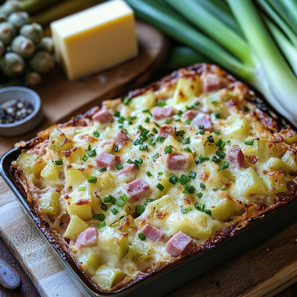 Parmentier de jambon et poireaux