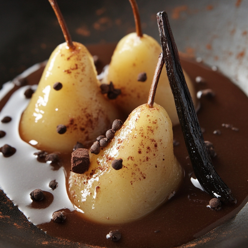 Poires pochées au chocolat