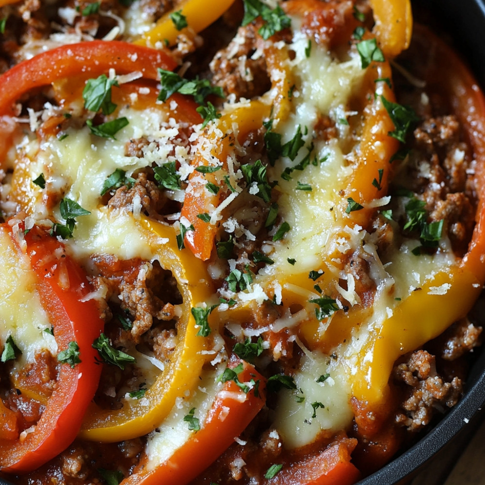 Poivrons pointus farcis à la viande hachée de boeuf et mozzarella