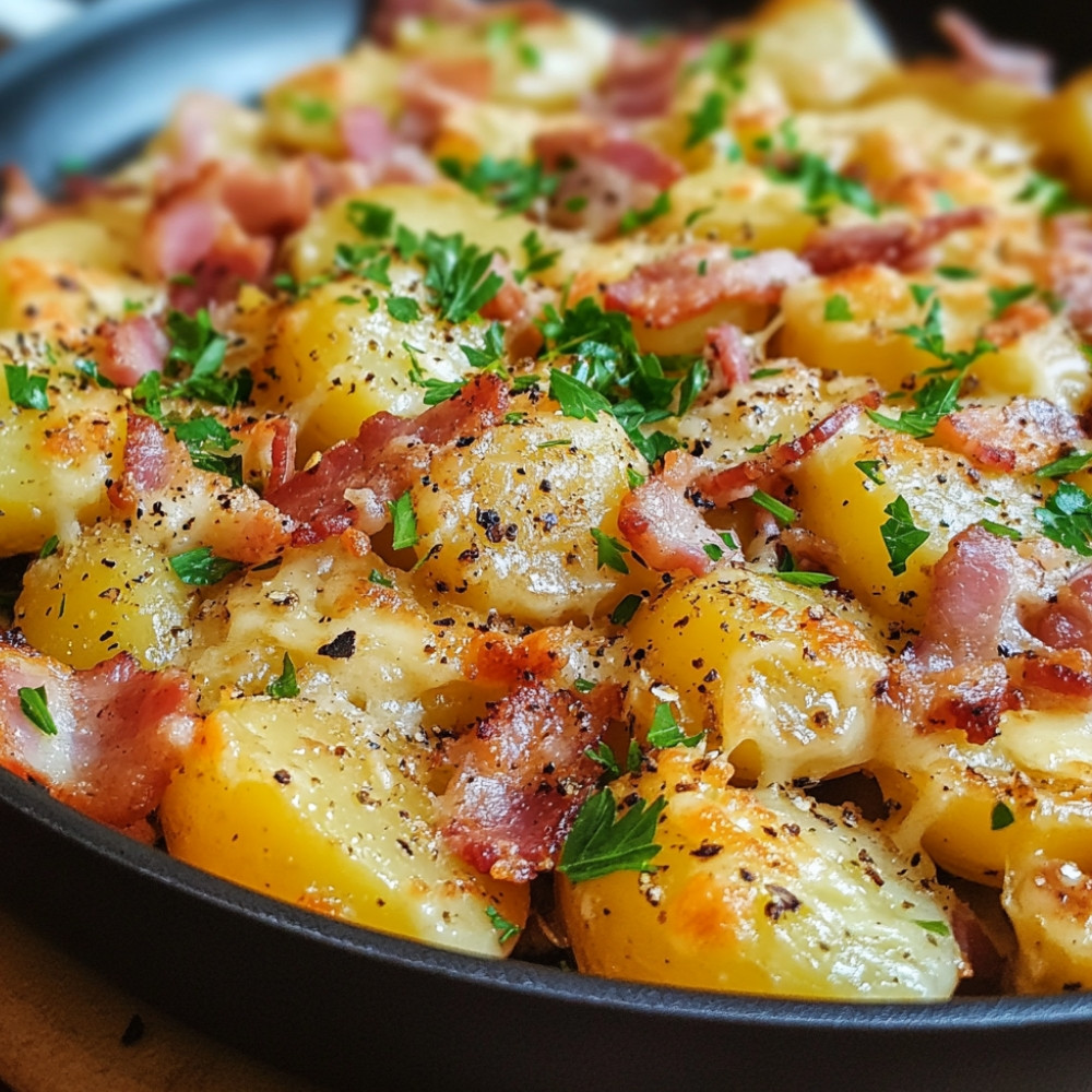 Pommes de terre farcies au fromage et lardons