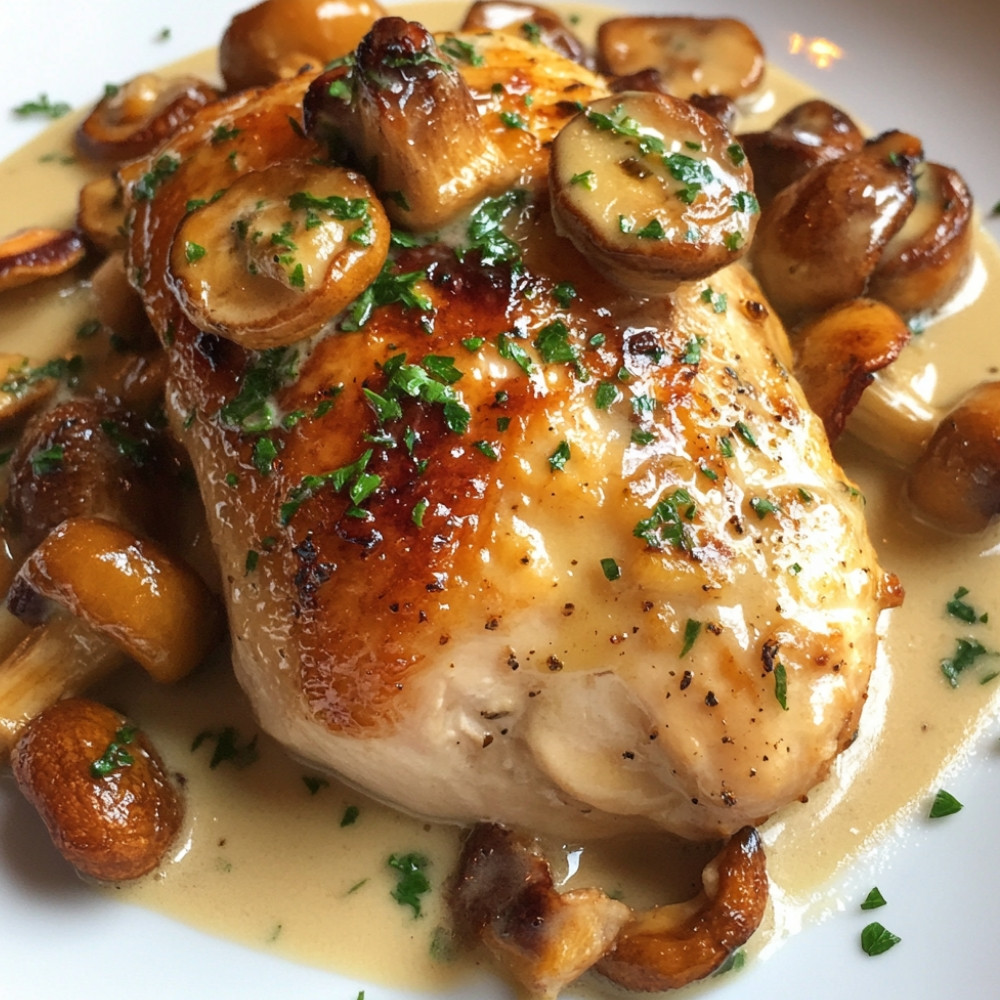 Poulet, girolles et chanterelles