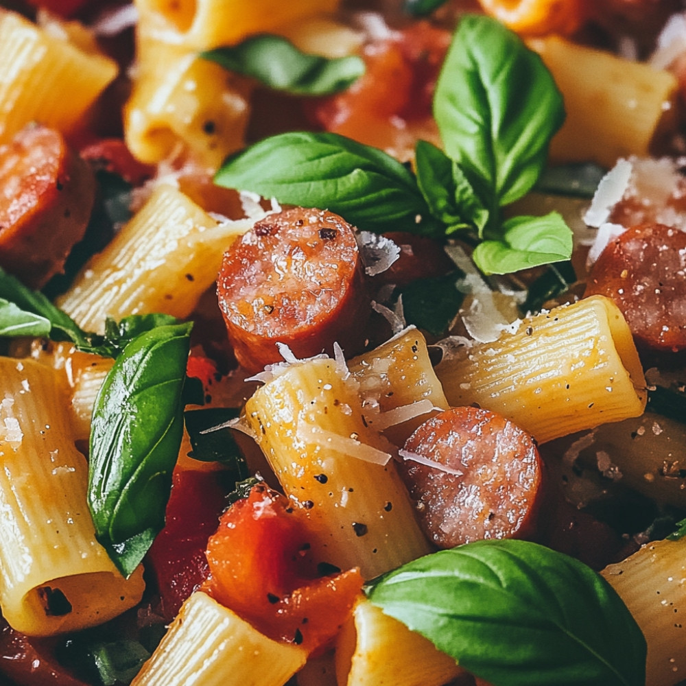 Rigatoni aux tomates et saucisses italiennes